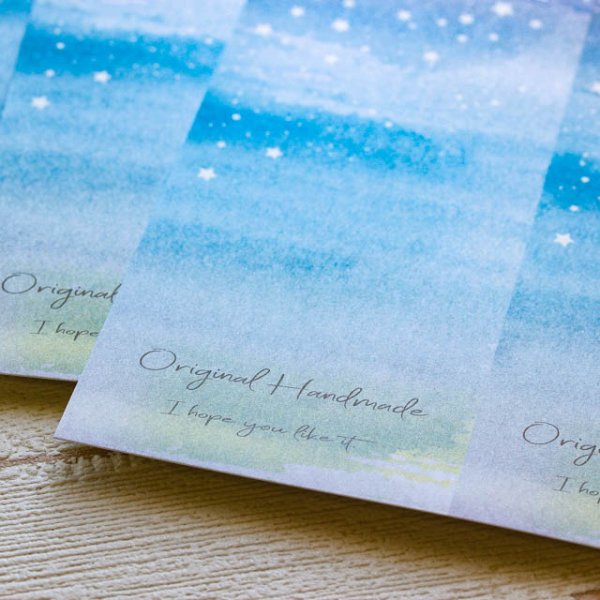 画像4: 【はがき縦1/2☆10枚入(20枚分）】 ラッピング台紙/水彩星 (4)