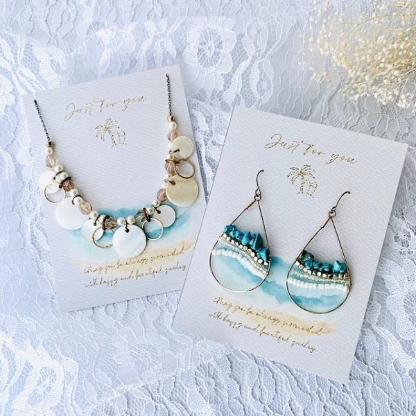 画像3: 【はがき1/2☆10枚入(20枚分）】 ラッピング台紙/sea2 (3)