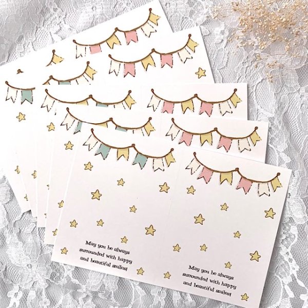 画像9: 【はがき1/2☆10枚入(20枚分）】 ラッピング台紙/フラッグ星2 (9)