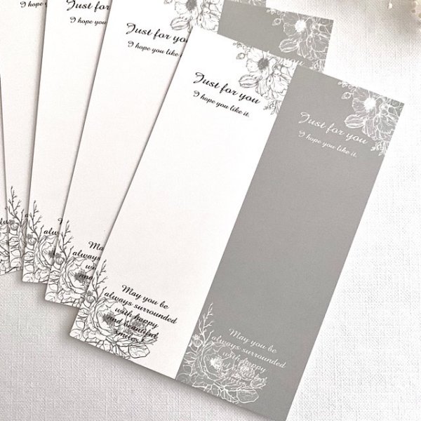 画像5: 【はがき縦1/2☆10枚入(20枚分)】 ラッピング台紙/花白グレー縦2 (5)